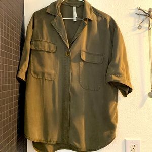 Babaton oversized utility button-up in army green XS